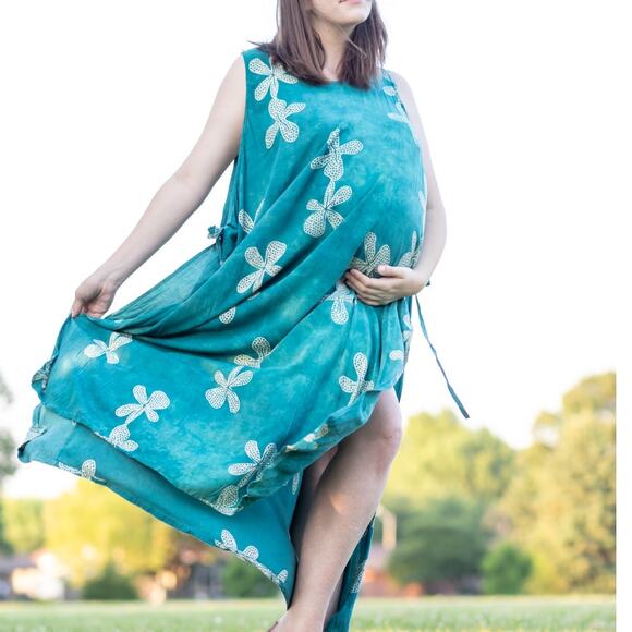 Las Manos XL Blue Floral Dress Adjustable Sleeveless Maxi Tank Dress - Picture 7 of 7